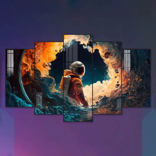 5-Panel Mirror-Coated Astronaut Wall Art - Formex 5mm image