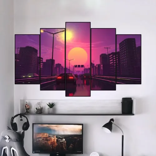 5-Panel Mirror-Coated Landscape Wall Art - Formex 5mm image