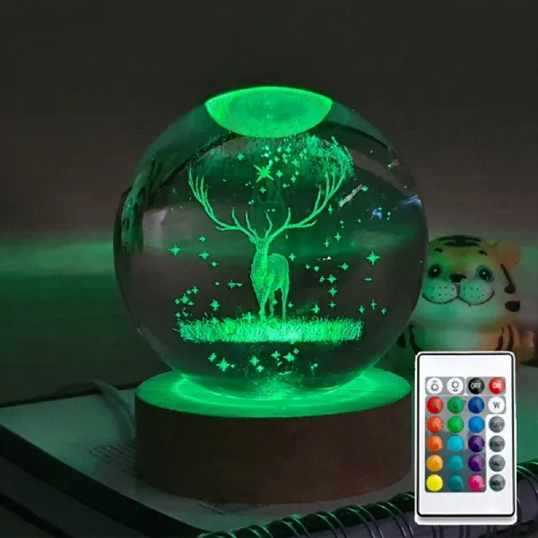 3D Crystal LED RGB Sphere - Auto Color Change, With Switch image